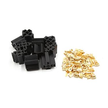 Imagem de uxcell Conector de soquete de relé de potência de 5 pinos de 6,3 mm com 50 terminais para veículos automotivos