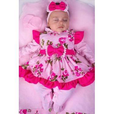 Imagem de Saída de Maternidade Menina Pompom Floral 05 Peças - Maribaby Enxovais