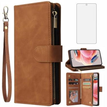 Imagem de Asuwish Capa carteira compatível com Xiaomi Redmi Note 12 4G, protetor de tela de vidro temperado e capa flip de couro TPU com suporte para cartões, acessórios de celular, capas de telefone para