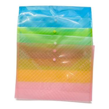 Imagem de Kit 5 Pasta de Documentos com Botão Lisa PLASTICO NS-3782 - NOVO SECUL