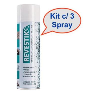 Imagem de Kit 3 spray Borracha Líquida Impermeabilizante Revestik 400ml Branco