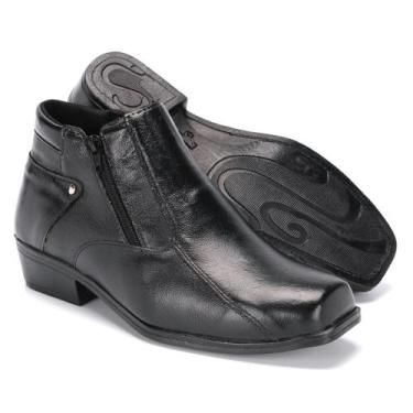 Imagem de Bota Casual Masculina em Couro Modelo Social Com Ziper Lateral Salto B