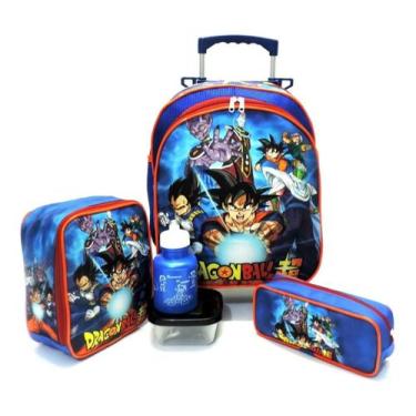 Imagem de Kit Mochila Infantil Dragon Ball Super Rodinhas M Azul F5 - proprio