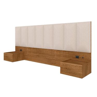 Imagem de Cabeceira Suspensa Cama Casal Bulgária C/led Fre/bouclé Off White - Ma