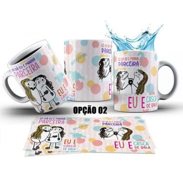 Imagem de Caneca 325ml Só Dá Eu E Meu Parceiro, Eu E Casca De Bala - LARANJA E M