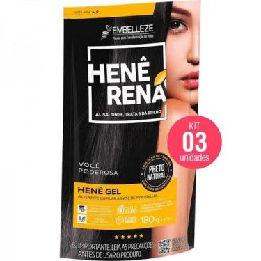 Imagem de Kit 3 Henê Gel Preto Natural 180g - Embelleze