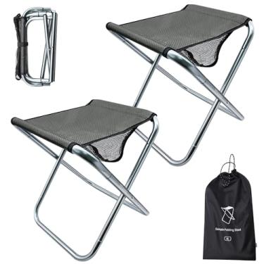 Imagem de LFSEMINI Pacote com 2 banquinhos de acampamento de 40,6 cm de altura, banquinho dobrável com bolsa de transporte, suporte de liga de alumínio, leve de 70 kg, capacidade de carga de 90 kg, para viagens