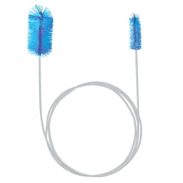 Imagem de Esfregador de tubos de filtro de aquário SunGrow, pincéis de extremidade dupla (1,27 cm e 2,54 cm), mola de aço inoxidável flexível e dobrável de 154,4 cm, para tubos em forma de U e dobrados