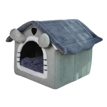 Imagem de Bothyi Cama de gato para gatos internos, casinha de cachorro, fechada, confortável, quente, macia, cama para animais de estimação, filhote de cachorro, gatos, Gray M