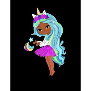 Imagem de Unicorn Girl Doodle Pad | 8 ½ x 11-120 Blank Pages | Glossy Cover | African American | Aqua