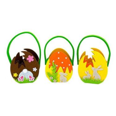 Imagem de Kit 3 Cesto Decorativo Em Feltro Decoração Páscoa Coelho  - Wincy, Fel