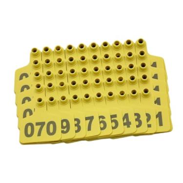 Imagem de Ｂｅｓｇａ 100 peças etiquetas de orelha de gado etiquetas de animais de fazenda fáceis de usar conveniente marcador de brinco de animal etiquetas de, Amarelo