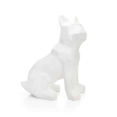 Imagem de Escultura Cachorro Em Resina Branco Mate 26cm - DROSSI