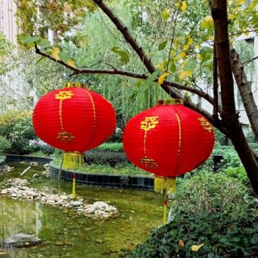 Imagem de KYMY 2025 Ano Novo Asiático Lanternas Vermelhas, 2Pcs Festival Da Primavera Lanternas Decorativas Redondas Vermelhas, Ano Da Serpente Ano Lunar Lanternas Penduradas Para Decorações De Ano Novo Chinê