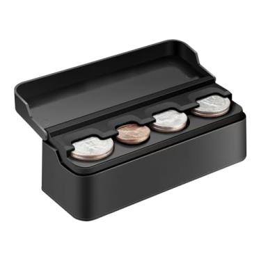 Imagem de SINGARO Porta-moedas para carro, organizador de moedas compatível com moedas de diferentes tamanhos, suporte montado no painel adequado para a maioria dos carros, caminhões (preto)