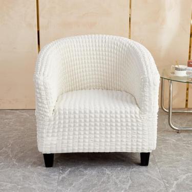 Imagem de WMLTZFUS Capa de cadeira de sofá antiderrapante à prova de poeira capas de cadeira de café capas de assento de fio de bolhas elásticas - branca||tamanho regular