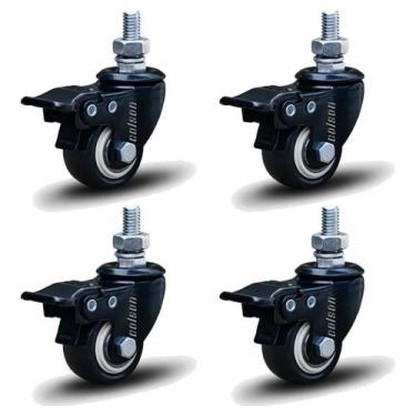 Imagem de Kit 4 Rodízio Linha Black Parafuso 3/8" 41mm Com Freio 120kg Preto - C