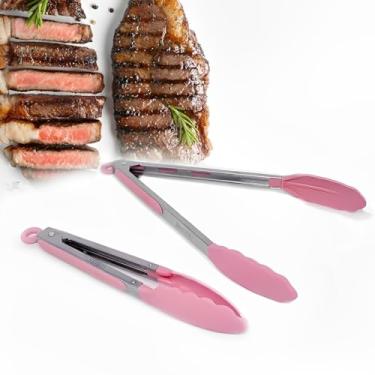 Imagem de Pegador de Cozinha Multiuso em Aço Inox com Silicone, 30 cm, (Rosa)