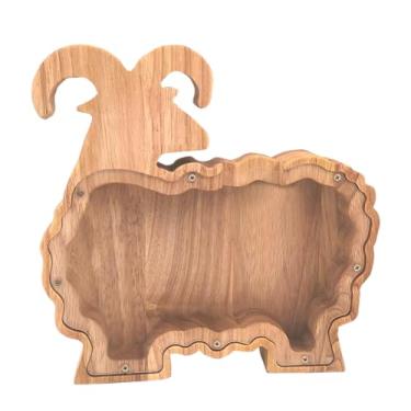Imagem de Cofre de madeira, caixa de dinheiro de animais, cofrinho para crianças, decoração de casa - ovelha