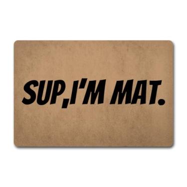 Imagem de Capacho engraçado de boas-vindas para porta de entrada, tapetes de varanda dianteira, capacho I'm Mat Your Door's Chill Greeter para porta da frente, monograma, tapetes de cozinha, com borracha