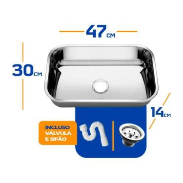 Imagem de Cuba As Pia Inox 304 Cozinha N 1 47x30x14 Funda