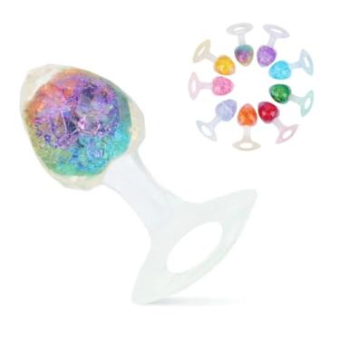Imagem de Plug Anal Diamante Pequeno Em Silicone Com Esfera De Vidro Interno Prazer Intenso e Estimulação Segura [COLORIDO]