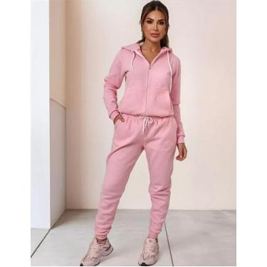 Imagem de Conjunto de moletom feminino com Zíper e capuz  - Gisele Freitas, GG, 