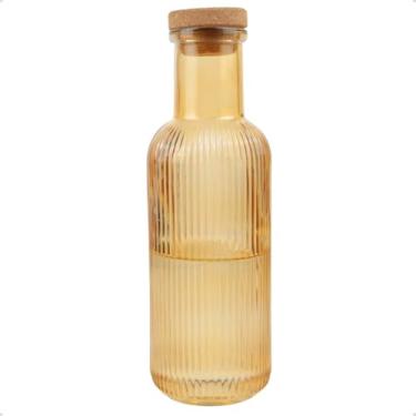 Imagem de Garrafa de Vidro com Tampa 1L Colorida Transparente para Água Geladeira (Âmbar)