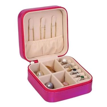 Imagem de Porta Jóias Estojo Portátil em Couro com Zíper para Jóias, Maquiagem e Viagem Original C/Nota Fiscal (Rosa)