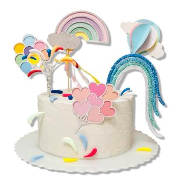 Imagem de Rainbow Pride Cake Topper 3D Fireworks Hot Air Balloon Birthday Cake Decoration, for Decorating Birthday Party, LGBTQ Rainbow Parties, Carnival Events And Festivals