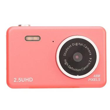 Imagem de Câmera selfie de lente dupla de 48 MP de 2,5 KHD com zoom de 8x, sensibilidade automática à luz, filmadora digital compacta para estudantes, modo de filmagem adaptável, estabilização eletrônica (rosa)