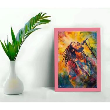 Imagem de Quadro Decorativo Bob Marley Pop Arte Sala Quarto + Vidro A4 - Genéric