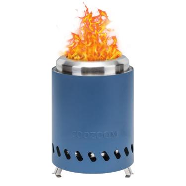 Imagem de COOZOOM Poço de fogo portátil de mesa: Mini fogão externo de aço inoxidável de 20 x 14 cm com suporte, lareira de mesa com baixa queima de fumaça alimentada por pellets ou madeira, para urbano e subúrbios fora de acampamento azul