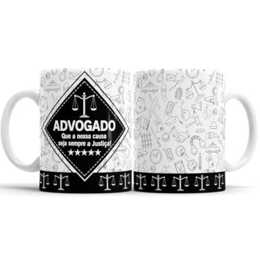 Imagem de Caneca de Cerâmica Advocacia Advogado Elicomics, 325ml, Cor Preta, para Escritório e Presente