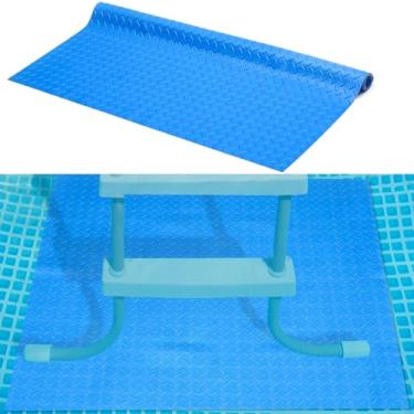 Imagem de Drydiet Tapete de escada de piscina acima do solo, 91,4 x 91,4 cm, almofada antiderrapante para natação, com textura, acessórios essenciais de piscina para forros de piso e escadas, azul