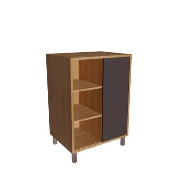 Imagem de Gabinete De Banheiro 60cm Julia Com 1 Porta De Correr Sem Cuba Mel-grafite