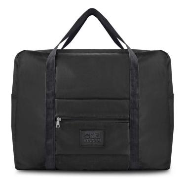 Imagem de Bolsa De Viagem Dobrável Retangular Estampa Lisa Jacki Design Preto