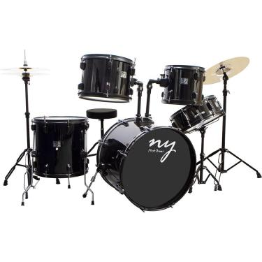 Imagem de Bateria Acústica 2t Ebk Preta Com Banco Ny F1rst