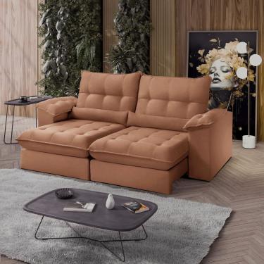 Imagem de Sofá Retrátil Reclinável Molas Ensacadas Chicago 290 Cm Marrom