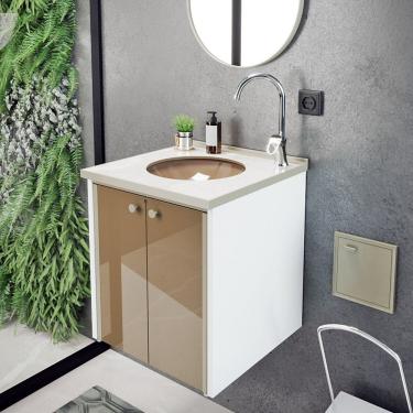 Imagem de Gabinete Para Banheiro 42cm Fenix Marmo Branco/bege