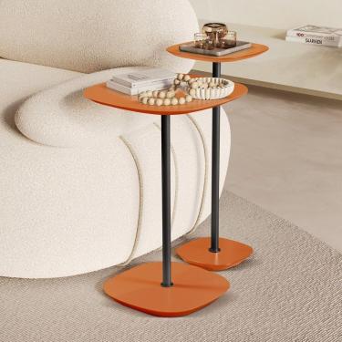 Imagem de Conjunto Mesa Lateral Florença Alta E Baixa - Lf 049 Terracota-preto