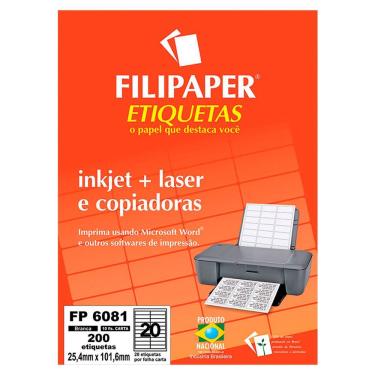 Imagem de Etiqueta Fp 6081 Inkjet+laser, 25,4 X 101,6 Mm, 10 Etiquetas, 10 Folhas, Filipaper - 04424