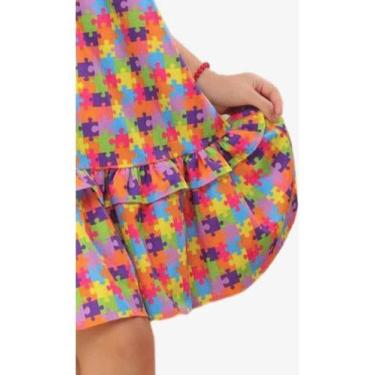 Imagem de Vestido Infantil Juvenil Lala Alçinha Estampado Autismo - Se Tu Benção