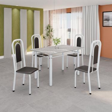 Imagem de Conjunto para Sala de Jantar com 4 Cadeiras Lara Preto / Branco