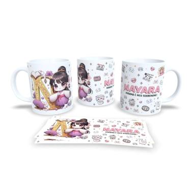 Imagem de Caneca branca Dorama, uso exclusivo dorameira, alfabeto dorama, personalizada com nome (N)