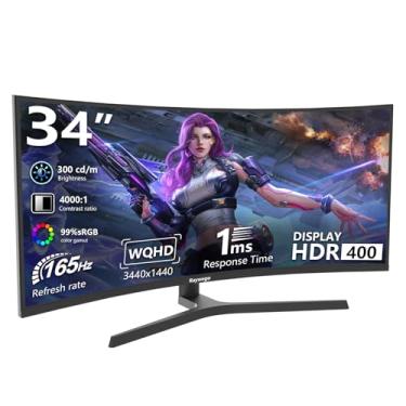 Imagem de Raywego Monitor Curvo Para Jogos De 34" Ultrawide, 165 Hz, Uwqhd 3440X1440, 1500R -Pip, 1 Ms (Mprt), Hdr, 300 Nits, Srgb99%, Freesync, Hdmi 2.0 (Tmds) X2, Dp1.4 Eye Care, Vesa, Base Elevação Suporte