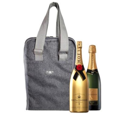 Imagem de Bolsa Térmica Cinza para Garrafas de Café Água Vinho Espumante