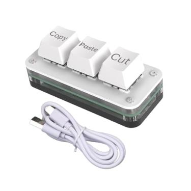 Imagem de BaotyJie Mini teclado de 3 teclas, teclado mecânico para jogos, acessórios de trabalho de escritório leves e de aparência suave, profissional, Branco Já Definido