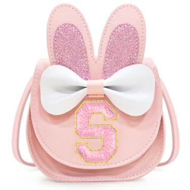 Imagem de Idefair Bolsa infantil para meninas, presente de aniversário para crianças de 3, 4, 5, 6, 7, 8, 9 e 10 anos, bolsa de ombro para crianças, rosa, Letter S, Bonito