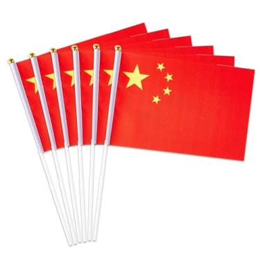 Imagem de Bandeira da China Pequena Bandeira Chinesa Pacote com 12 Mini Bandeiras Chinesas de Mão em Bastões para Festas Desfiles, Eventos Esportivos, Decorações de Festas Patrióticas